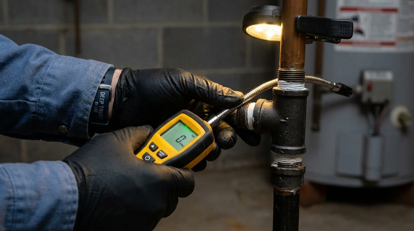 Gas leak detection with electronic sniffer by Johns Plumbing LLC in Huntley
