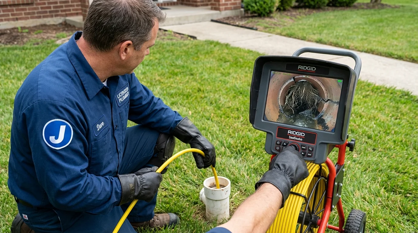 Sewer camera inspection being performed by Johns Plumbing LLC in Huntley