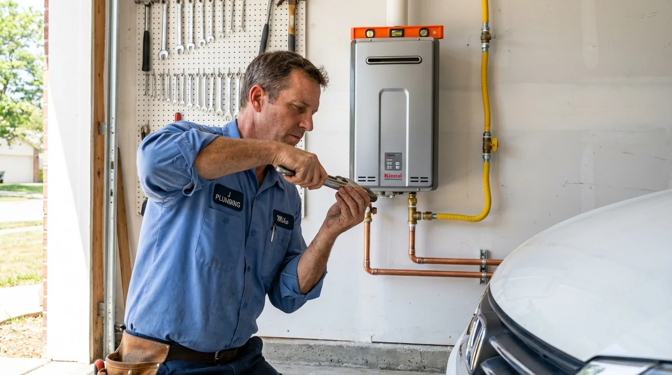 Tankless water heater installation by a Johns Plumbing LLC plumber in Huntley